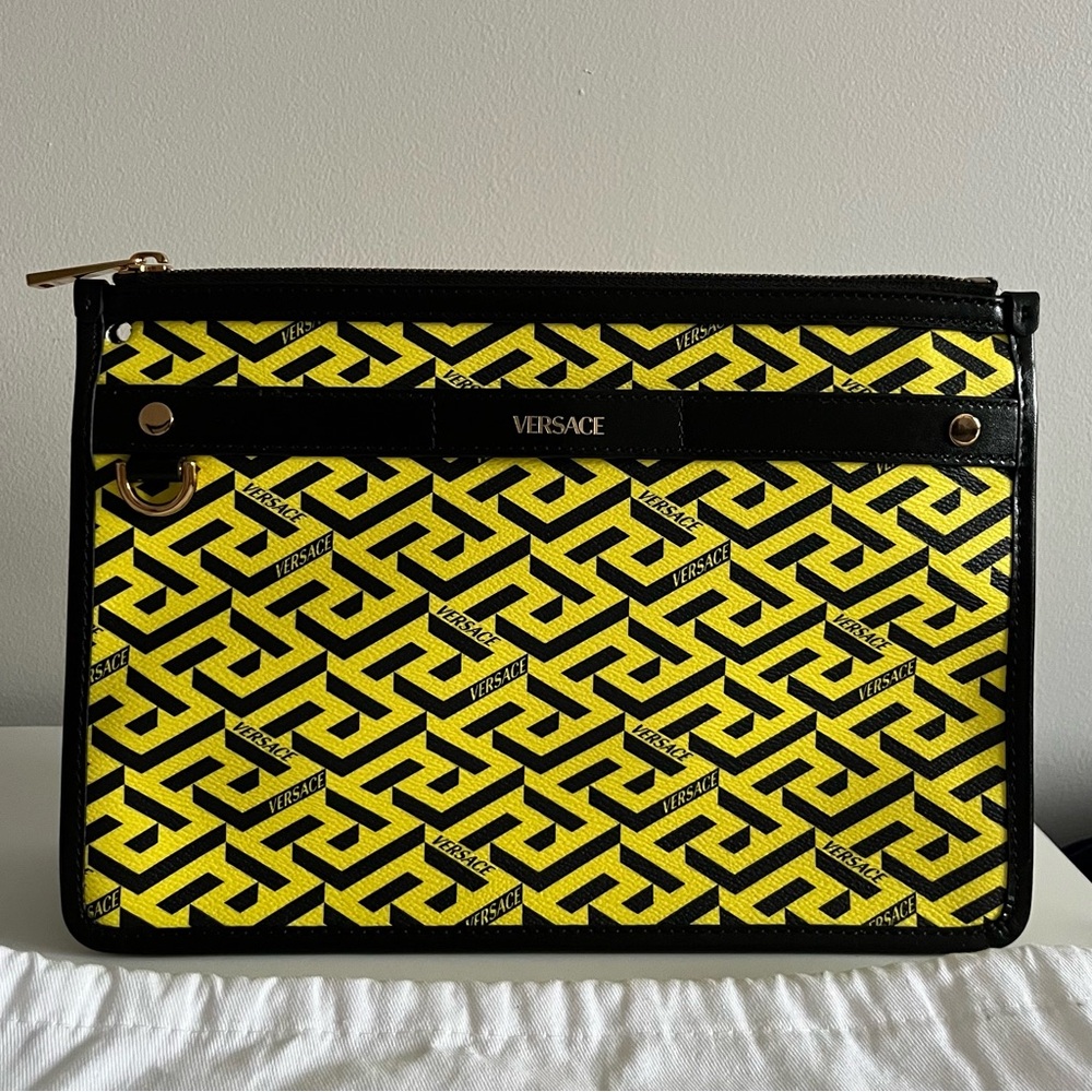 Versace La Greca Yellow and Black Pouch